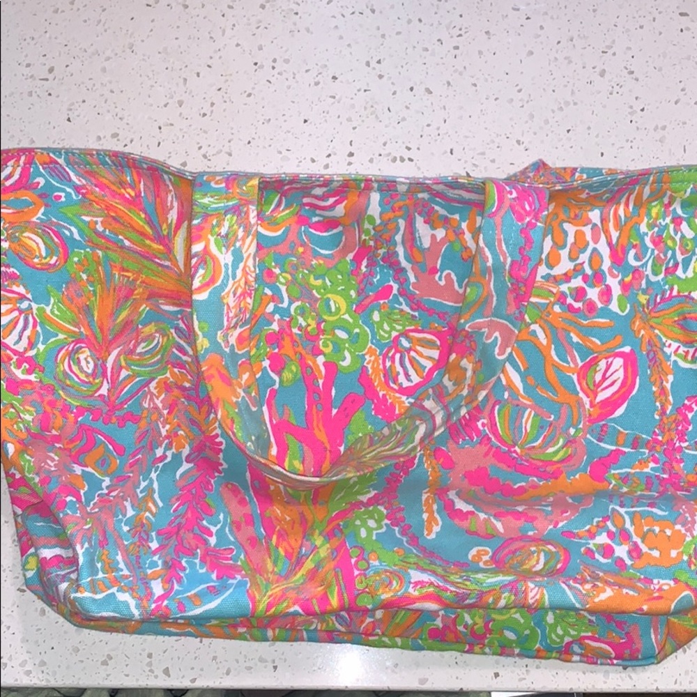 Lilly Pulitzer canvas tote bag open top